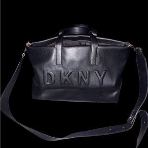 DKNY Tilly Logo Black Leather Satchel